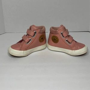 Toddler Pink Leather Converse Hightop Size 5
